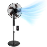 EDX 16" Quiet Pedestal Fan with Remote   60W Energy-Saving Motor, 15H Timer, 3 Speeds & 3 Wind Modes, 80  Oscillation, Adjustable Height & Tilt for Bedroom, Home Office, and Living Spaces, Black
