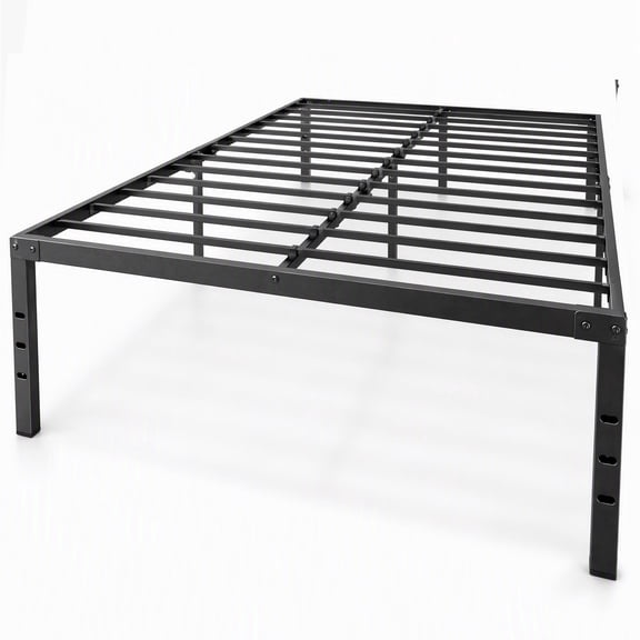 EDX 18 Inch Queen Bed Frame, Extra Tall Metal Platform with Steel Slats, Heavy Duty, Under Bed Storage, Noise Free, Easy Assembly, Black