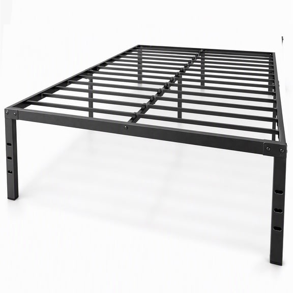 EDX 18 Inch Queen Bed Frame, Extra Tall Metal Platform with Steel Slats, Heavy Duty, Under Bed Storage, Noise Free, Easy Assembly, Black