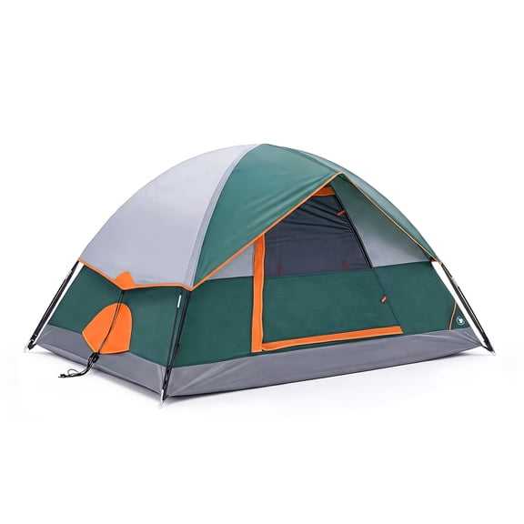 EDX 2-Person Waterproof Camping Tent with Rainfly, Easy Setup Dome Tent with Mesh Windows & Skylights, Lightweight Portable Tent for Outdoor Camping, Festivals & Backyard, Green