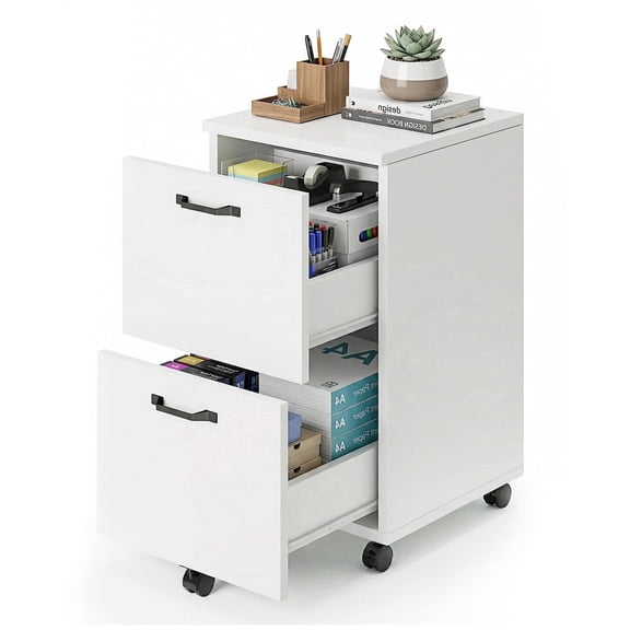 EDX 2 Drawer File Cabinet, Rolling File Cabinet with Lockable Wheels, Printer Stand with Storage, for Home Office, White