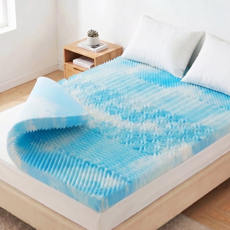 EDX 2 Inch Egg Crate Mattress Topper with 5-Zone Cooling Gel Memory Foam, Pressure Relief for Back Pain, CertiPUR-US Certified, Small Single
