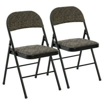 EDX 2 Pack Folding Chairs with Padded Cushion and Back, Fabric Stackable Portable Chairs Set with Durable Steel Frame, for Home and Office, Conference, Wedding, Party, Garden, Black Grey