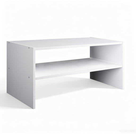 EDX 2-Tier Stackable Shoe Rack, , multi-functional,Wooden Shoe Storage Organizer with Modern Design, Freestanding Cabinet for 6-9 Pairs of Shoes in Closet, Entryway and Office, White