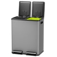 thumbnail image 1 of EDX 2 x 8.3 Gallon Dual Garbage Recycle Trash Can with Lid, Inner Buckets for Kitchen, Stainless Steel,Gray, 1 of 9