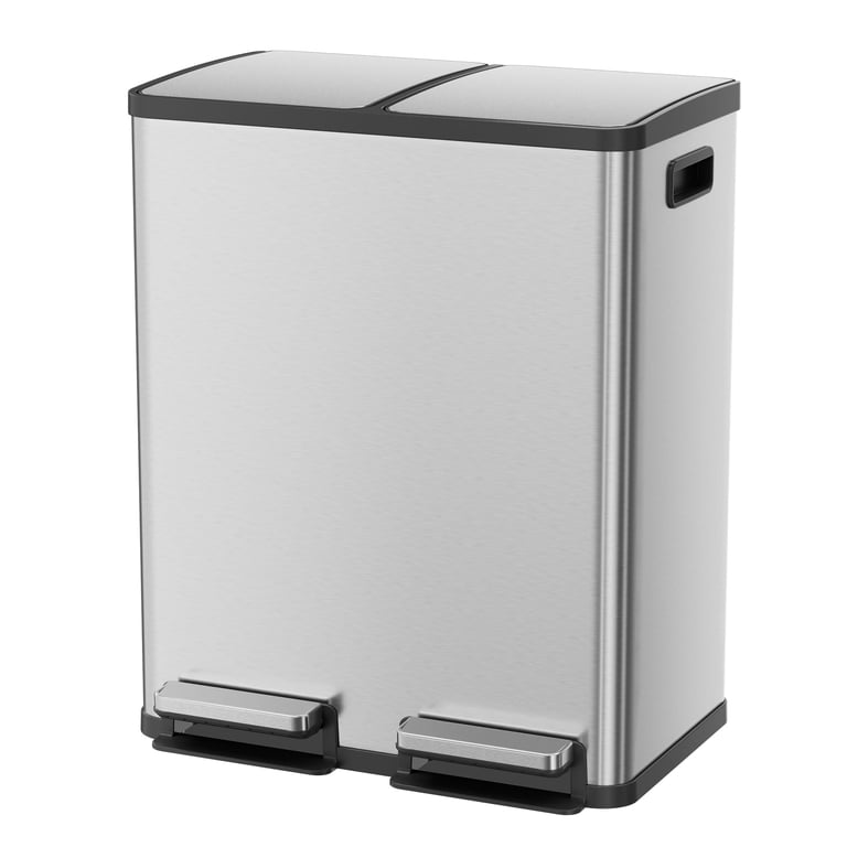 EDX 2 x 8.3 Gallon Dual Garbage Recycle Trash Can with Lid, Inner