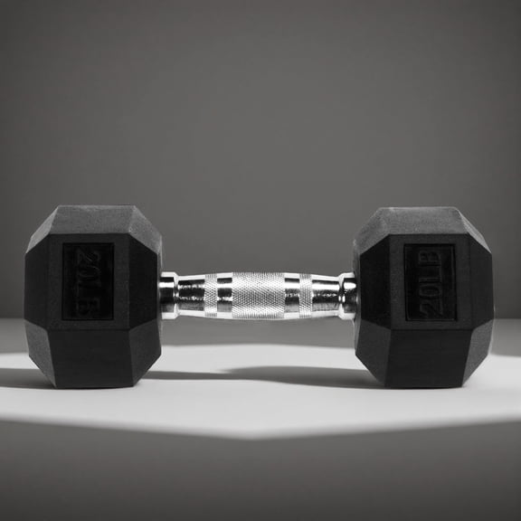 EDX 20 LB Rubber Hex Dumbbell – Anti-Roll Grip for Strength Training, Home Gym & Full-Body Workouts