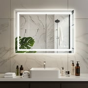 EDX 20"X28" Anti-fog LED Bathroom Mirror with Dual Light Source and Three Lighting Modes, White