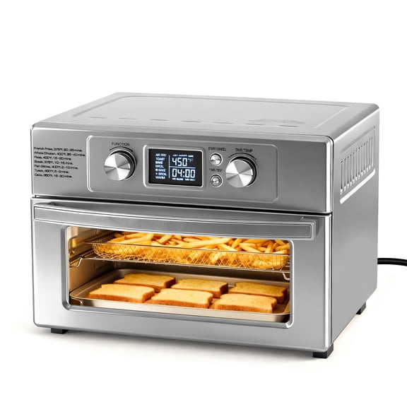 EDX 22L 1800W Electric Air Fryer Oven, 120V, 6 Stainless Steel Heating Elements, 450°F, 60-Minute Timer Control