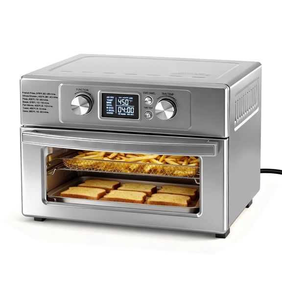 EDX 22L 1800W Electric Air Fryer Oven, 120V, 6 Stainless Steel Heating Elements, 450°F, 60-Minute Timer Control