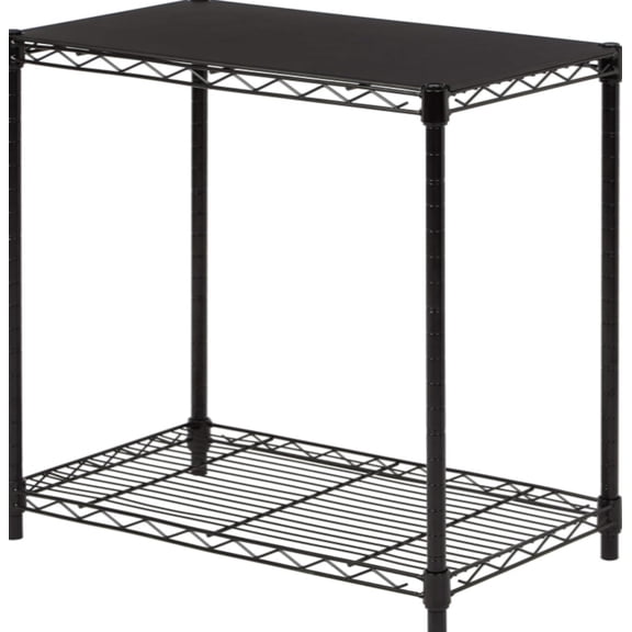 EDX 23IN Wire Shelving Cart Unit Metal Storage Rack, Basic 2 Tier Heavy Duty Storage Shelves, 400 Lbs Capacity, Black