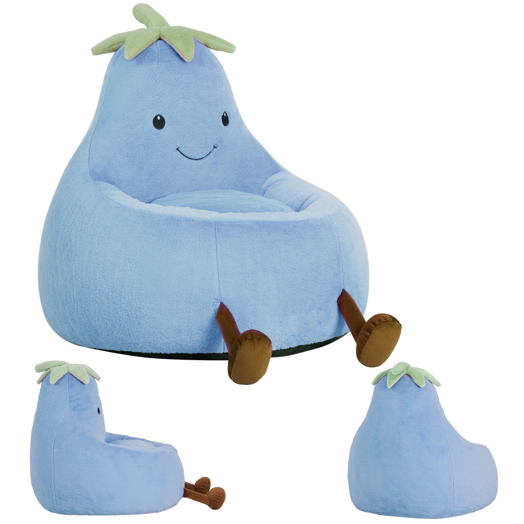 edx Bean Bag Chair for Kids, Soft Faux Rabbit Fur Fabric