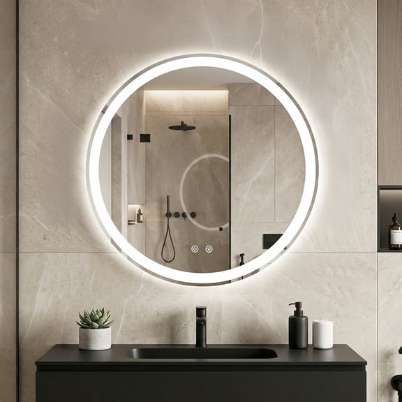 EDX 24" Anti-fog LED Bathroom Mirror with Dual Light Source and Three Lighting Modes, White