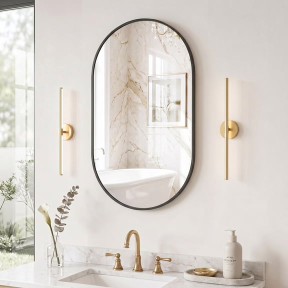 EDX 24"X36" oval Bathroom Mirror, Wall Mounted Mirror with Aluminum Alloy Frame, Bathroom Mirror for Living Room, Bedroom, Bathroom and Entryway,Black