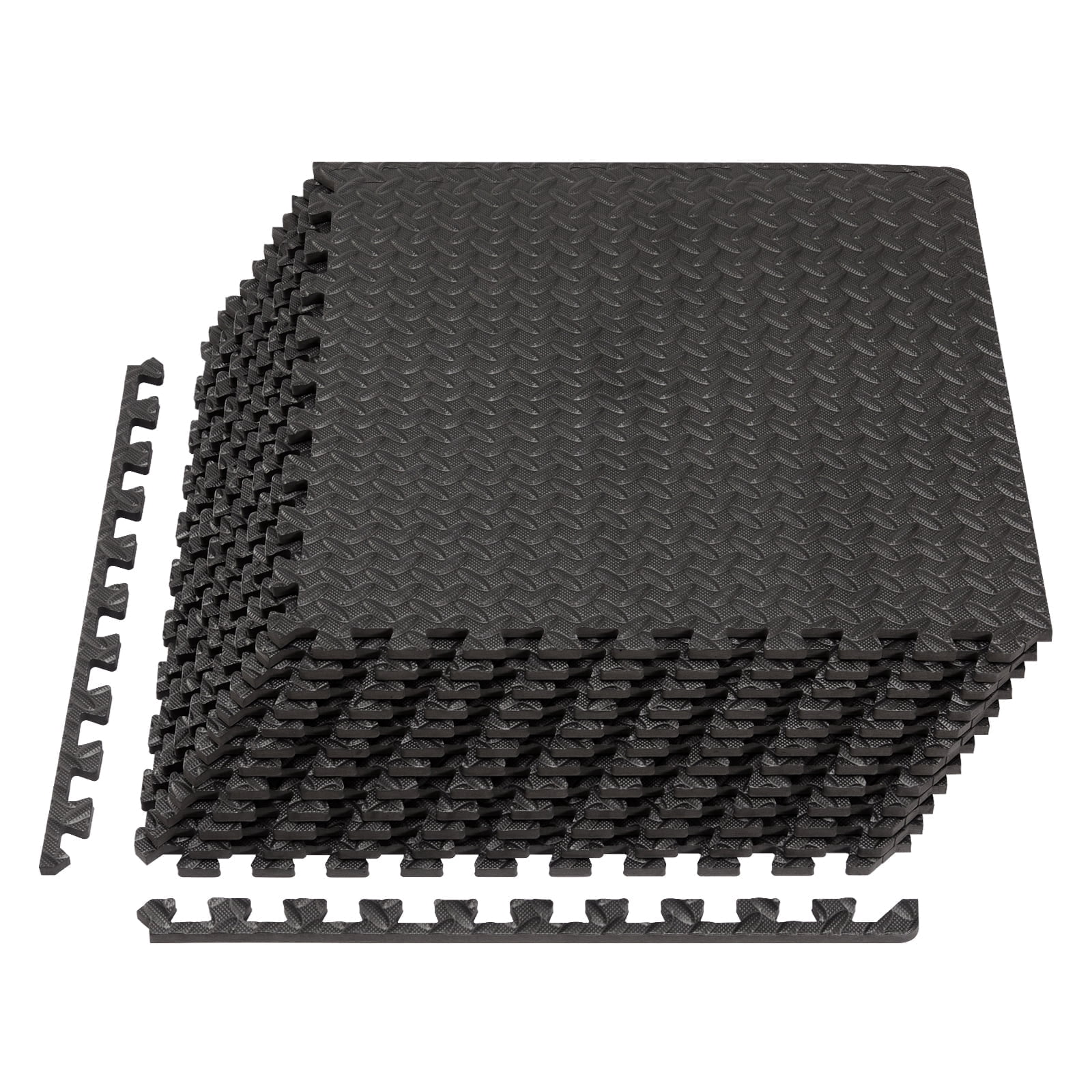 EDX 24 inch EVA Foam Tiles, 12P Puzzle Exercise Mat for Home Gym & Floor Padding, Black