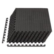 EDX 24 inch EVA Foam Tiles, 12P Puzzle Exercise Mat for Home Gym & Floor Padding, Black