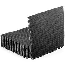 EDX 24 inch EVA Foam Tiles, 12P Puzzle Exercise Mat for Home Gym & Floor Padding, Black