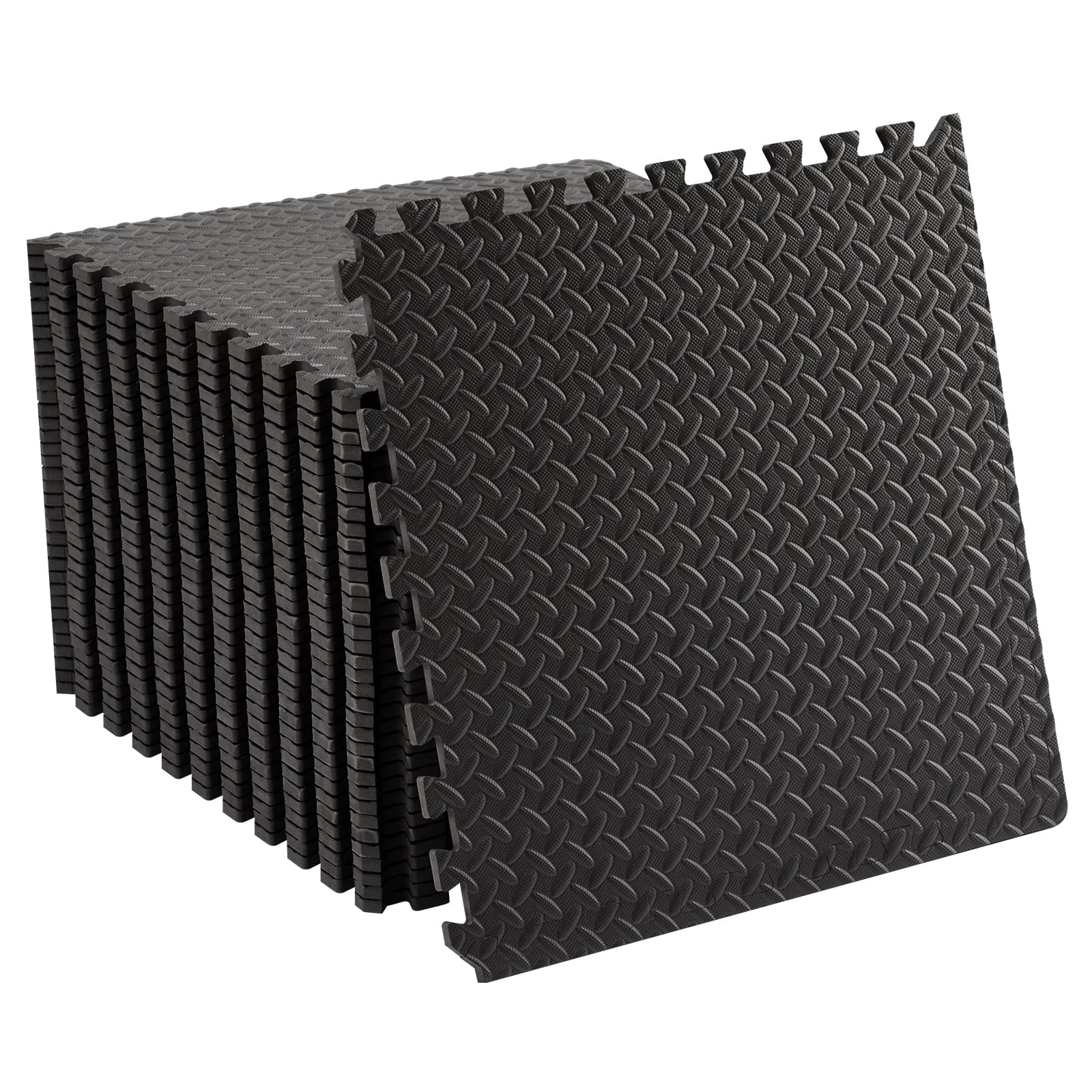 EDX 24 inch EVA Foam Tiles, 36P Puzzle Exercise Mat for Home Gym & Floor Padding, Black