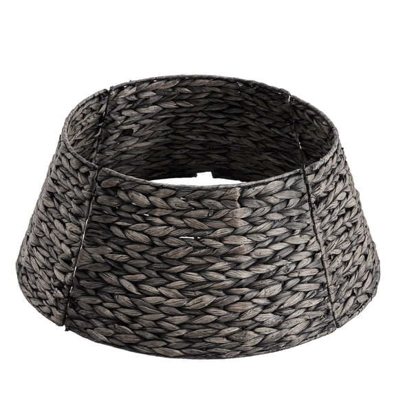 EDX 24in Chionachne Woven Christmas Tree Collar, Christmas Tree Skirt Cover for Christmas Tree Decorations,Black