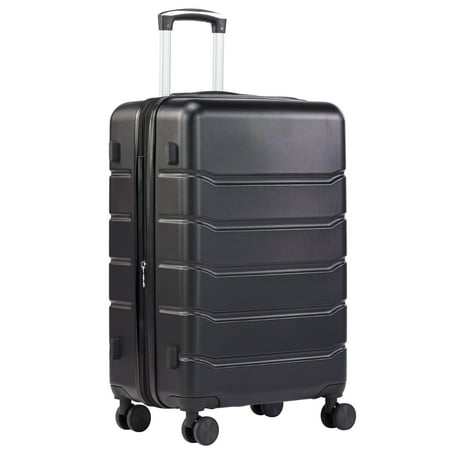 ZUNMOS 28" Checked Luggage Hardside Suitcase with Spinner Wheels and TSA Lock, Black