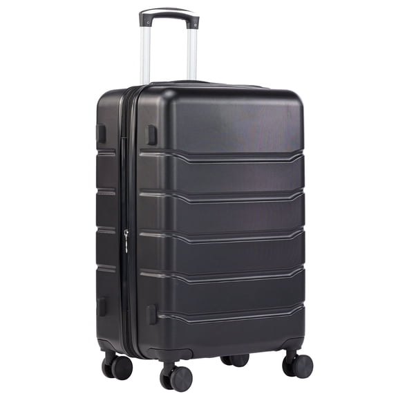 ZUNMOS 28" Checked Luggage Hardside Suitcase with Spinner Wheels and TSA Lock, Black