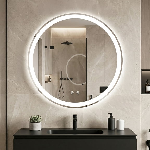 EDX 28" Anti-fog LED Bathroom Mirror with Dual Light Source and Three Lighting Modes, White