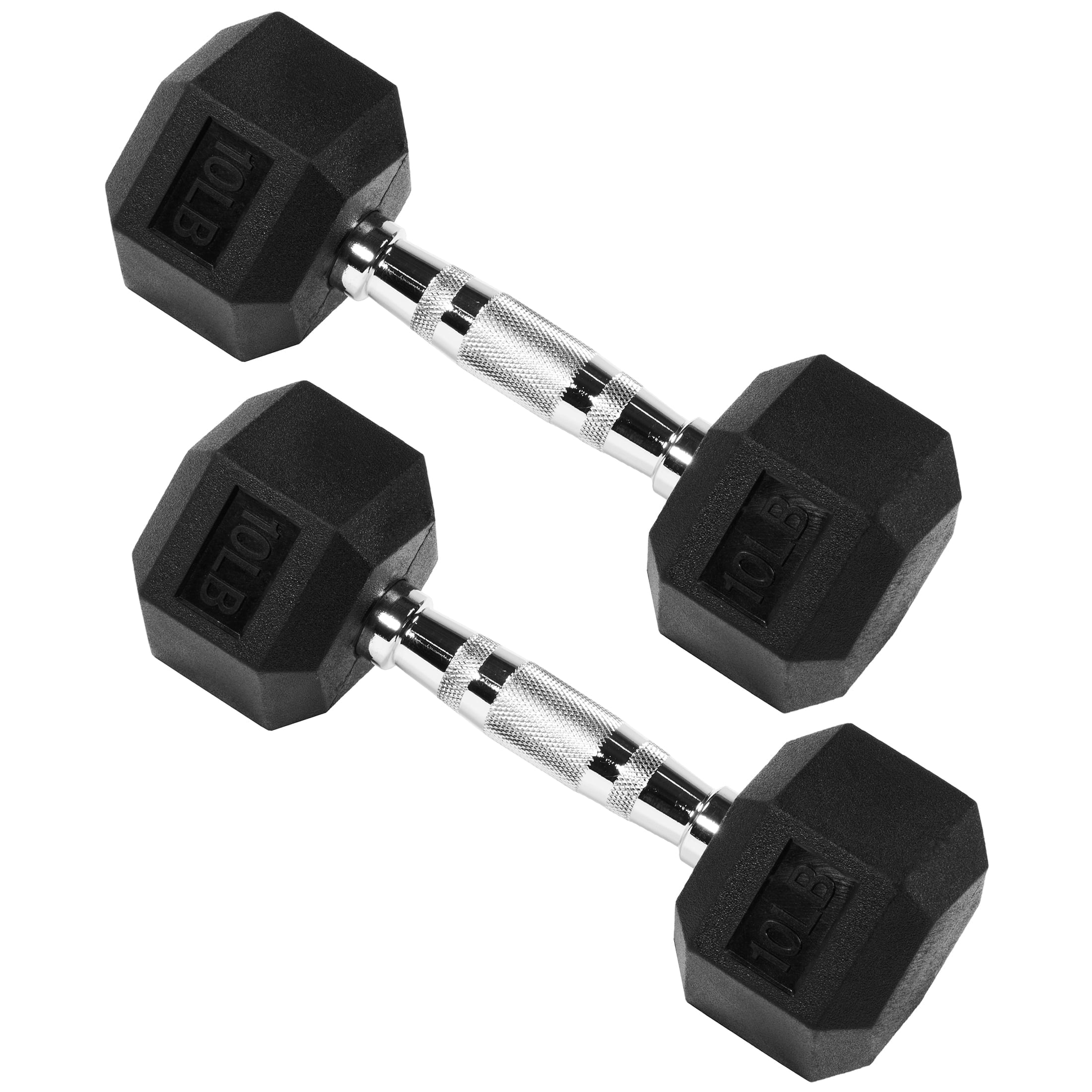 EDX 2Pcs 10 LB Rubber Hex Dumbbell – Anti-Roll Grip for Strength Training, Home Gym & Full-Body Workouts