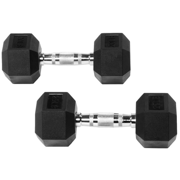 EDX 2Pcs 20 LB Rubber Hex Dumbbell – Anti-Roll Grip for Strength Training, Home Gym & Full-Body Workouts