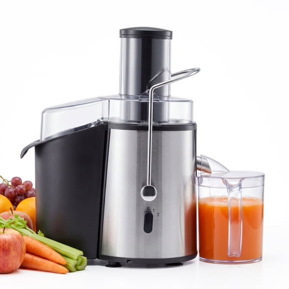 EDX 3 Inch Electric Juicer Machine, Centrifugal Juicer with Wide Feed Chute for Whole Fruits and Vegetables, Easy to Clean, Silver