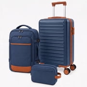 3 Piece Luggage Set with Backpack, Lightweight Hard Shell Suitcase Set, TSA Lock Travel Luggage with Spinner Wheels, 20 Inch Carry On Suitcase and Travel Bag fo