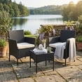 thumbnail image 1 of EDX 3 Pieces Patio Furniture Set,Wicker Rattan Outdoor Conversation Furniture Set with Tempered Glass Tabletop & Removable Cushion for Garden, Balcony, Poolside, Porch, Black, 1 of 1
