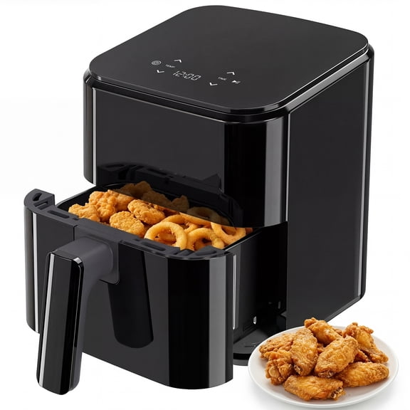 EDX 3 QT Digital Air Fryer, 800W Compact Countertop Air Fryer with Temperature Control, Black