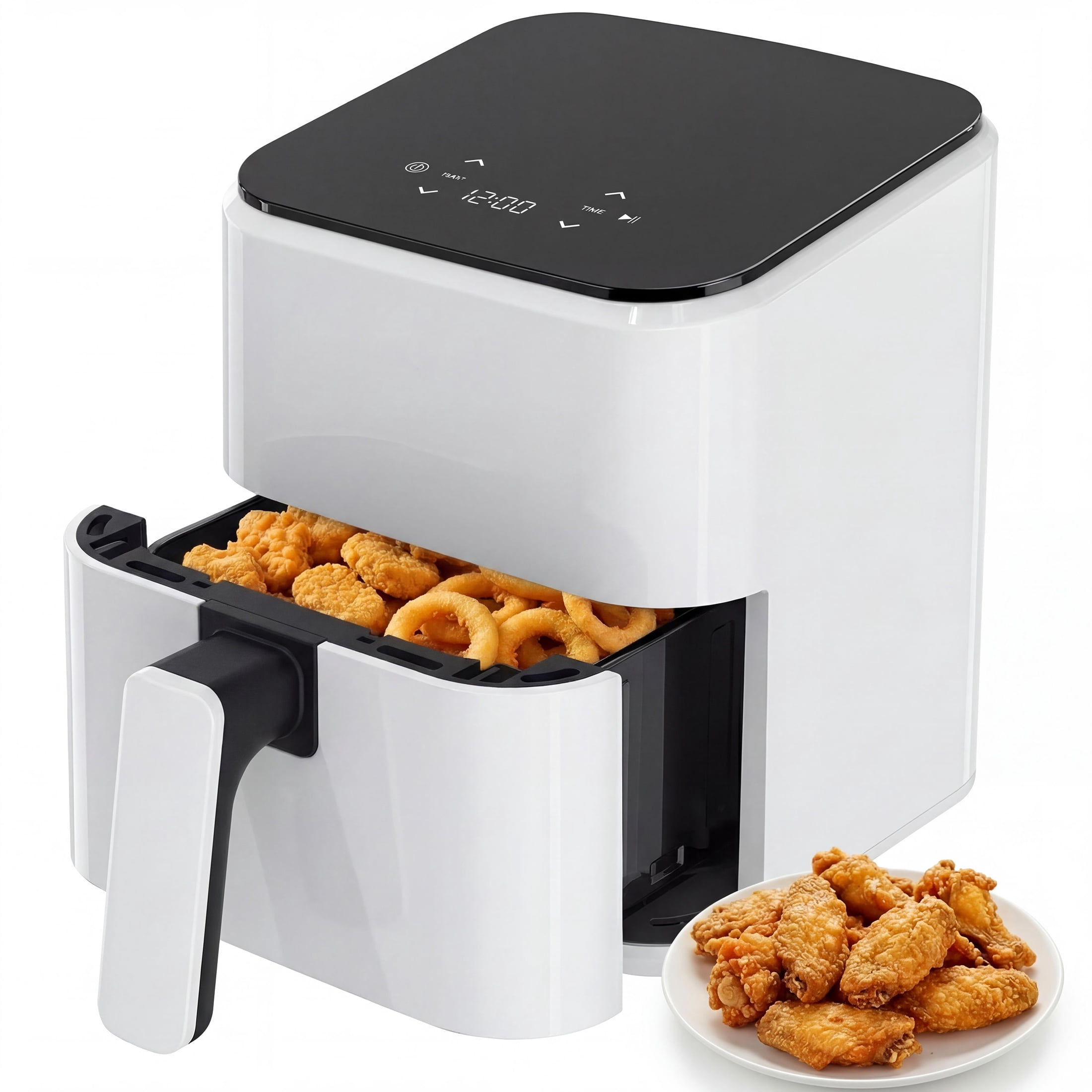 EDX 3 QT Digital Air Fryer, 800W Compact Countertop Air Fryer with Temperature Control, White