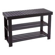 EDX 3-Tier Bamboo Shoe Rack Bench, 11.3 x 27.6 x 17.8 Inches Compact Storage Organizer with 286lb Capacity for Entryway, Bedroom and Living Room, Brown