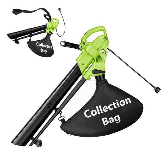 EDX 3-in-1 Corded Leaf Blower, Vacuum and Mulcher, 500 CFM 167 MPH Electric Yard Cleaner with 40L Collection Bag, Green