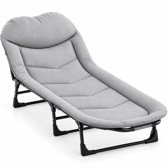 EDX 3-in-1 Folding Camping Recliner, Heavy Duty Portable Sleeping Cot for Camping, Travel and Indoor Use, Gray