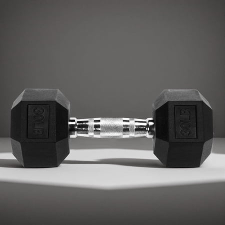 EDX 30 LB Rubber Hex Dumbbell – Anti-Roll Grip for Strength Training, Home Gym & Full-Body Workouts