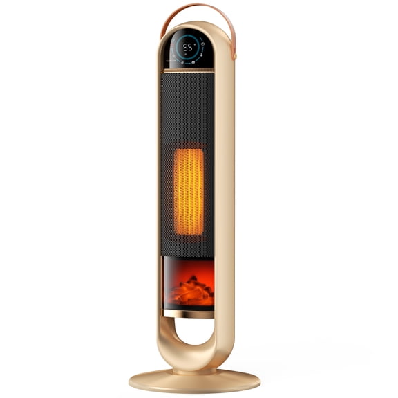 EDX 31.8" Tower Space Heater, 1500W Electric Heater with Remote, 15H Timer, 45° Oscillation for Indoor Use,Gold
