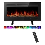 edx 36"Electric Fireplace, 1500W, 13 Adjustable Flame Colors, 12-Hour Timer, Low-Noise Design, Supports Wall-Mounted/Freestanding/Built-In Installation