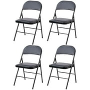 EDX 4 Pack Folding Chair with Sturdy Metal Frame, High-Density Padding, and Water-Resistant PU Leather - Ideal for Meetings, Gatherings, and Events,Black