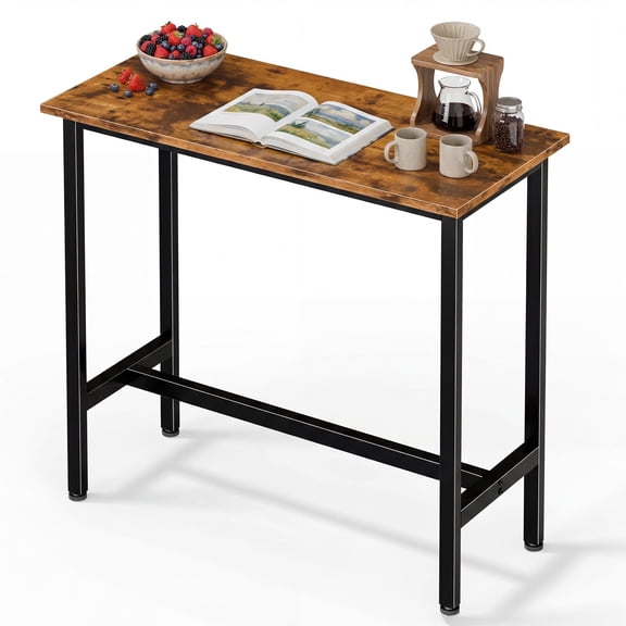 EDX 40 Inch Bar Table, Bar Height Pub Table, Counter Height Bar Table, Rectangular High Top Coffee&Dining Table, for household, Rust