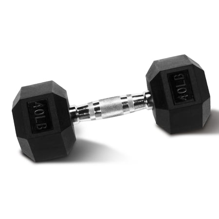 EDX 40 LB Rubber Hex Dumbbell – Anti-Roll Grip for Strength Training, Home Gym & Full-Body Workouts
