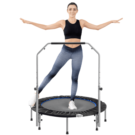 EDX 40" Mini Fitness Trampoline Rebounder for Workouts Sports Kids Adults Indoor Garden with Foam Handle, 330lbs, Black