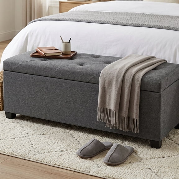 EDX 43 lnch Storage Ottoman Bench with Removable Cover, Upholstered Bed Bench for Living Room, Bedroom