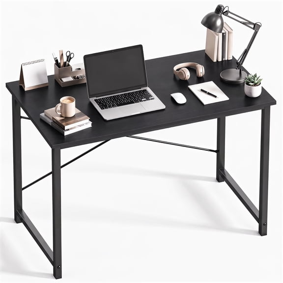 EDX 44 Inch Computer Desk for Small Spaces, Small Student Study Gaming Work Writing Desk, Modern Simple PC Table Workstation for Home Office, Black