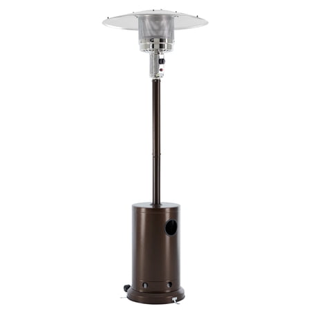 EDX 48,000 BTU Propane Patio Heater, Comes with Double Heating Grid and Wheels,Portable Design for Home, Commercial, Brown