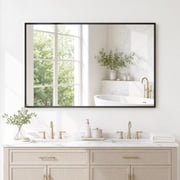 EDX 30"X 48" Rectangle Bathroom Mirror, Wall Mounted Mirror with Aluminum Alloy Frame, Bathroom Mirror for Living Room, Bedroom, Bathroom and Entryway, Black