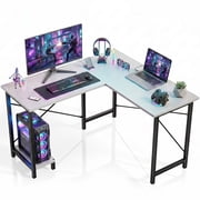 edx 50 Inch L Shaped Desk - Computer Desk Corner Desks Gaming Desk PC Table with CPU Stand for Home Office Dorm Sturdy Writing Workstation, White