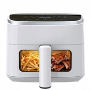 EDX 4QT Air Fryer, 1500W Digital Touchscreen with 8 Presets, Visible Window, Flip Reminder, Nonstick Dishwasher-Safe Basket, White