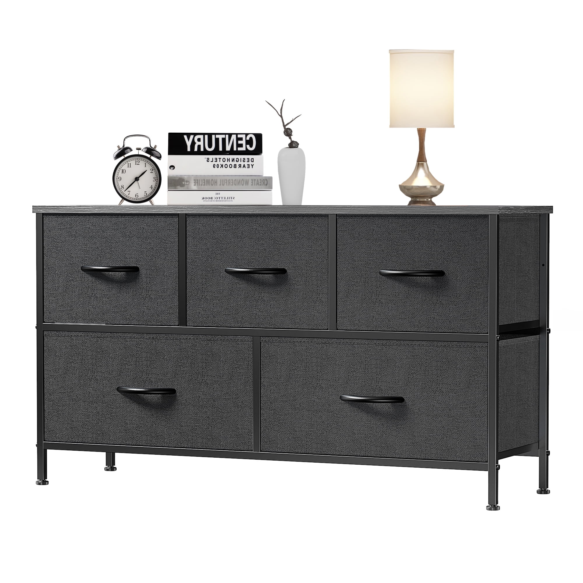 EDX 5 Drawer Dresser, Wide Chest Of Drawers Nightstand Storage Tower Storage Dresser Fabric Dresser With Wood Top for Living Room, Bedroom, EDX 5 Drawer Dresser, Wide Chest Of Drawers Nightstand Storage Tower Storage Dresser Fabric Dresser With Wood Top for Living Room, Bedroom,